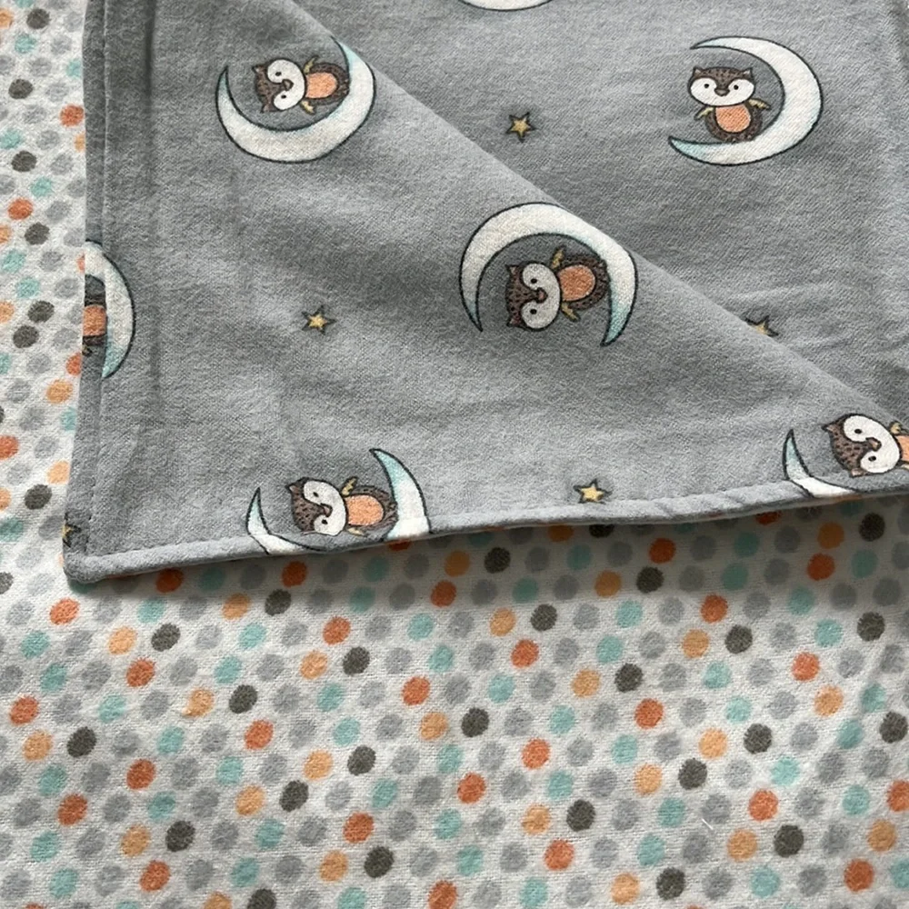 Gray owl baby flannel receiving blanket - Picture 7 of 8